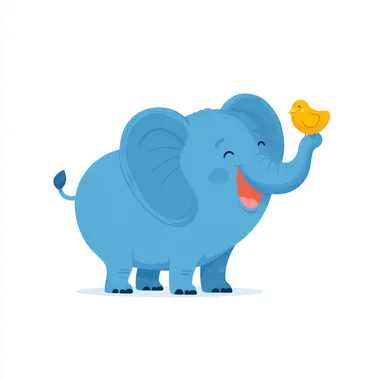 Cute Blue Elephant Holding Chicken Nugget Cute Blue Elephant Holding Chicken Nugget