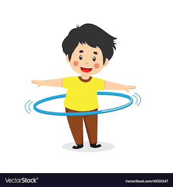 cute boy playing hula hoop