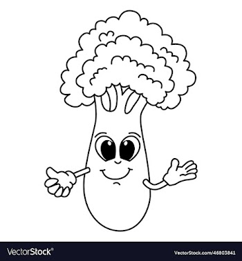 cute broccoli cartoon coloring page for
