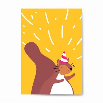 Cute brown squirrel wearing a party hat carto.. | Free stock vector - 477065