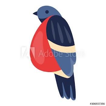 Cute bullfinch winter bird