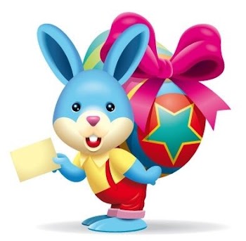 Cute bunny brings easter egg