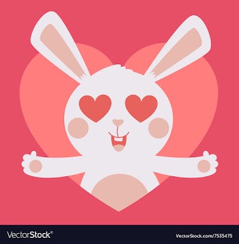 Cute Bunny Crazy in Love Inside Heart vector image