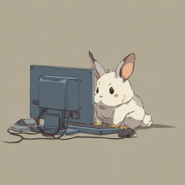Cute Bunny Using Computer Cute Bunny Using Computer