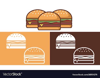 Cute burger logo simple design vector image