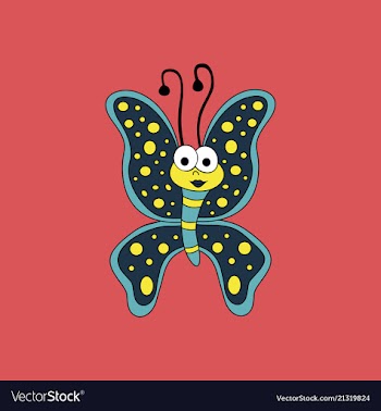 Cute butterfly cartoon vector image