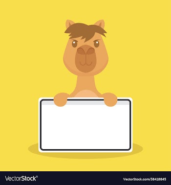 cute camel holding blank text board