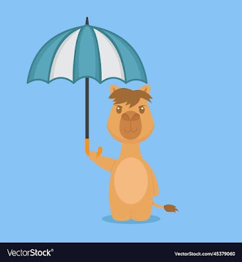 cute camel holding umbrella