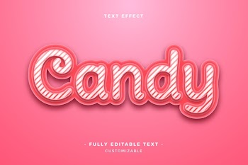 Cute candy text effect Free Vector