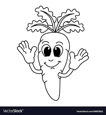 cute carrot cartoon coloring page for