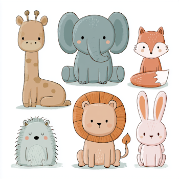 Cute Cartoon Animal Characters Clipart