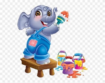 Cute Cartoon Animal Painting - New School Baby Elephant