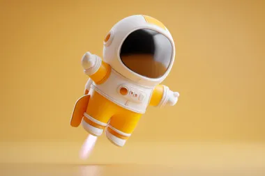 Cute Cartoon Astronaut with Rocket in Pixar Style Cute Cartoon Astronaut with Rocket in Pixar Style