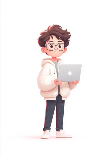 Cute Cartoon Boy with Laptop Cute Cartoon Boy with Laptop