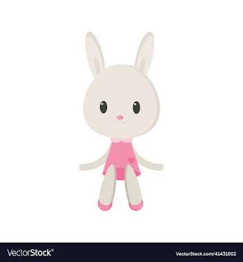 cute cartoon bunny doll isolated on white