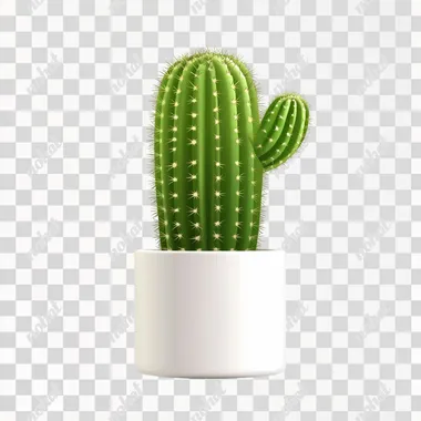 Cute Cartoon Cactus in a Stylish White Pot