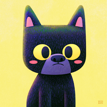 Cute Cartoon Cat with Bright Background
