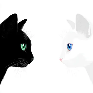 Cute Cartoon Cats: Black and White Face-Off Cute Cartoon Cats: Black and White Face-Off
