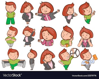 Cute cartoon characters on set vector image