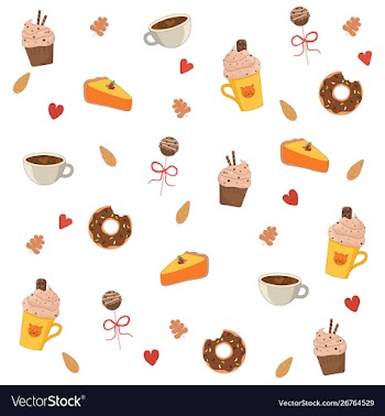 Cute cartoon colorful pattern with coffee cake vector image