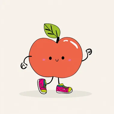 Cute Cartoon Dancing Apple Character Cute Cartoon Dancing Apple Character