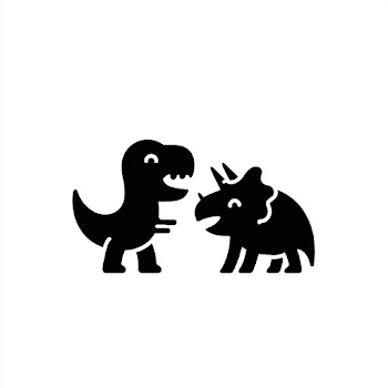 Cute Cartoon Dinosaurs: T-Rex and Triceratops