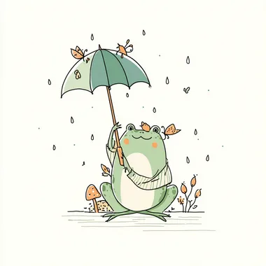 Cute Cartoon Frog Holding an Umbrella Cute Cartoon Frog Holding an Umbrella