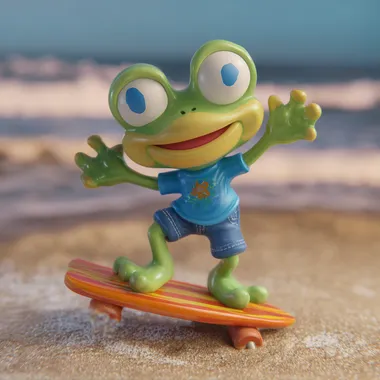 Cute Cartoon Frog Surfer Figurine Cute Cartoon Frog Surfer Figurine