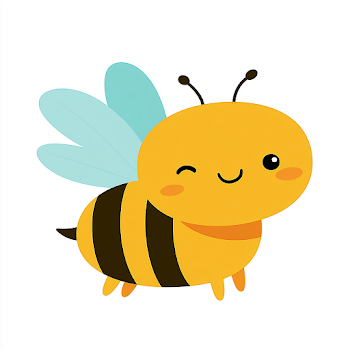 Cute Cartoon Honeybee Character Flying