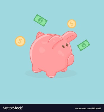 cute cartoon of a pink pig piggy bank