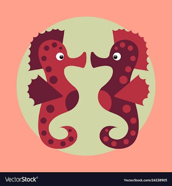 Cute cartoon orange seahorse isolated vector image