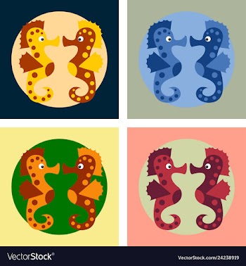 Cute cartoon orange seahorse isolated vector image