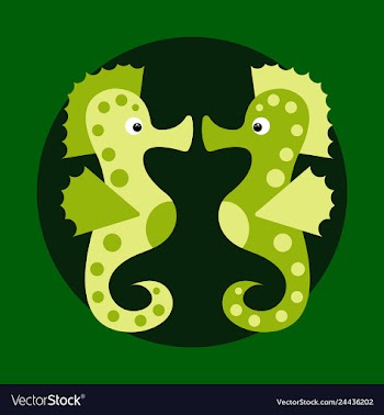 Cute cartoon orange seahorse isolated vector image