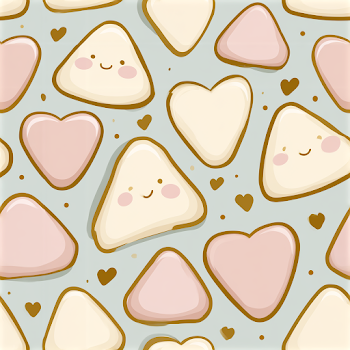 Cute Cartoon Pattern with Hearts and Triangles