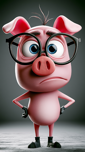 Cute Cartoon Pig Character in Pixar Style