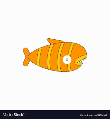 Cute cartoon piranha with sharp teeth vector image