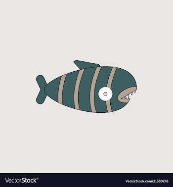 Cute cartoon piranha with sharp teeth vector image