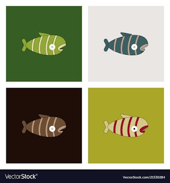 Cute cartoon piranha with sharp teeth vector image