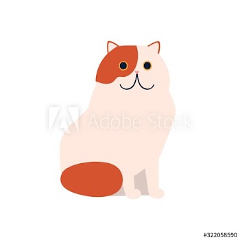 Cute cartoon red and white color cat vector flat illustration