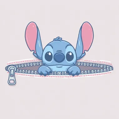Cute Cartoon Stitch Peeking from Zipper Cute Cartoon Stitch Peeking from Zipper
