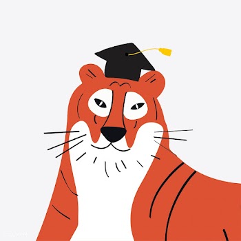 Cute cartoon tiger wearing a graduation hat v.. | Free stock vector - 477183