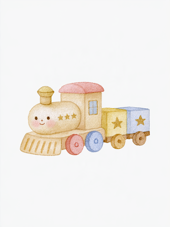 Cute Cartoon Train in Pastel Colors