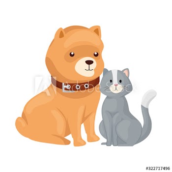 cute cat and dog animals design