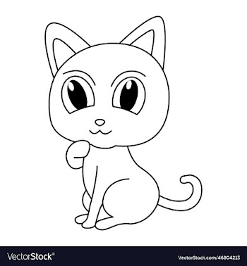 cute cat cartoon coloring page for kids