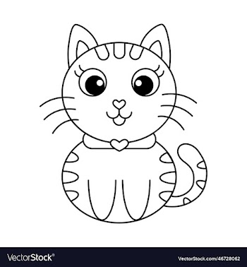cute cat cartoon for kids coloring book