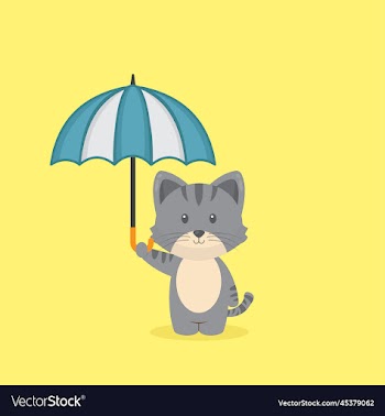 cute cat holding umbrella