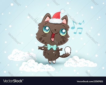  					Cute cat in christmas hat vector image														