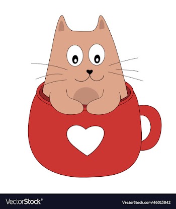 cute cat in red cup with heart
