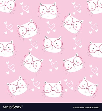 cute cat on pink background