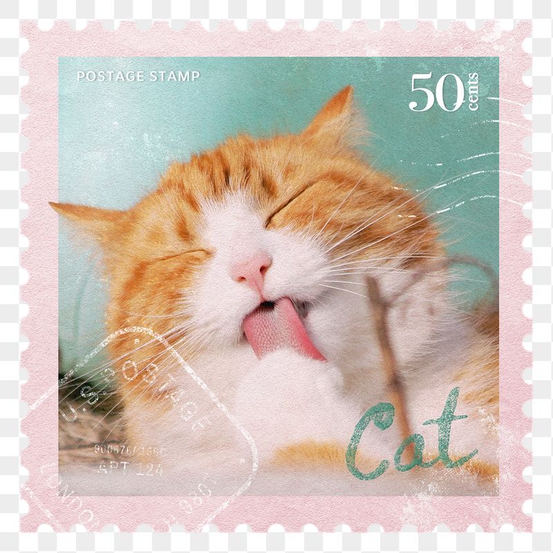 Cute cat png post stamp | Free PNG - rawpixel